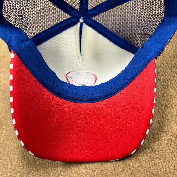Baseball cap red white blue stars strips smiley face snapback USA 4th‎ of July - Picture 6 of 8